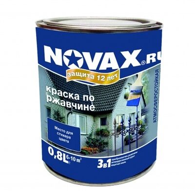 Грунт-эмаль по ржавчине 3 в 1 Novax Goodhim мат.зеленый RAL6018 0,8л