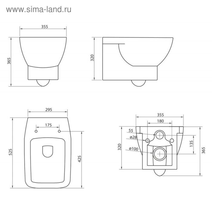 Чаша унитаза LAGO подвесного BB128CH+Сиденье дюропласт LAGO BB128SC