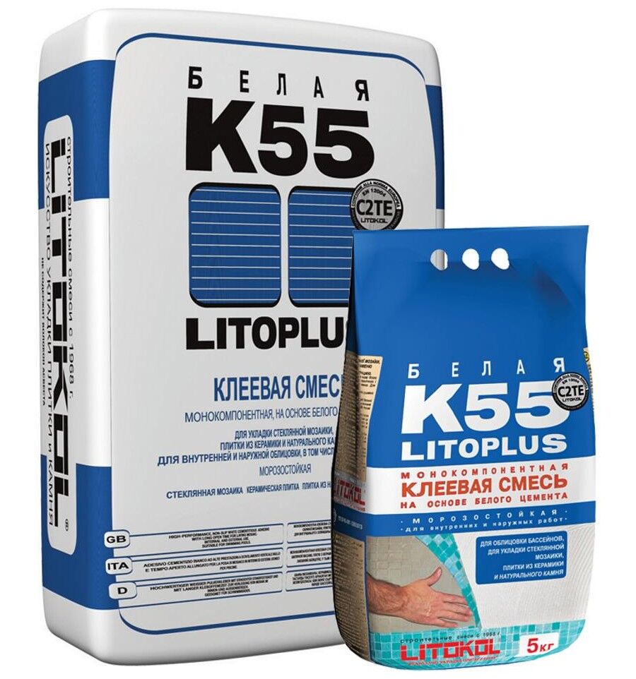 Клей плиточный LitoPlus K55 5кг